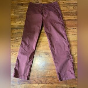 Lululemon Commission 5 Pockets Pant Slim Mens 31x28 Maroon Warpstreme